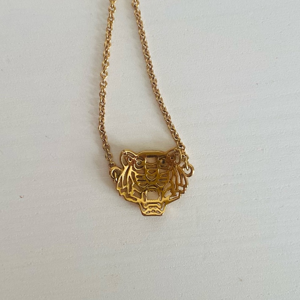 KENZO Gold Plated Tiger Necklace NWOT - Picture 3 of 9
